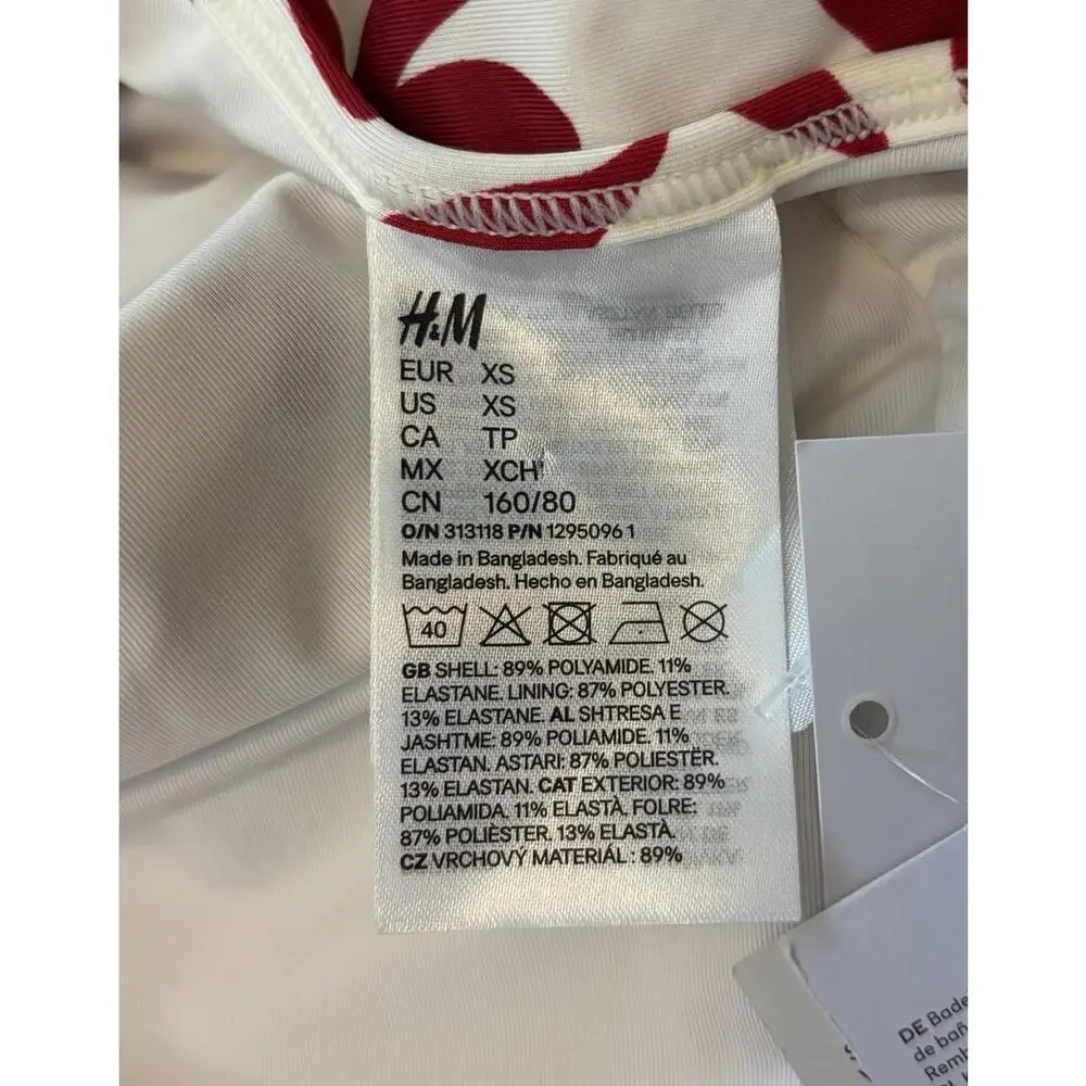 H&M One Piece Bathing Suit Womens XS Red Ivory‎ Beach 1859